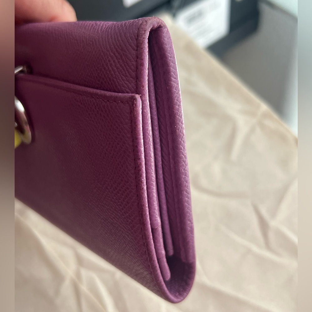 BVLGARI Bulgari Purple Lavender Saffiano Leather Continental Card Coin Wallet - Picture 8 of 16